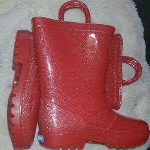 Kids Red Glitter Rain & Snow Boots